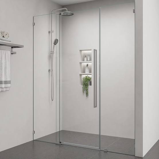 Minimal frameless shower door